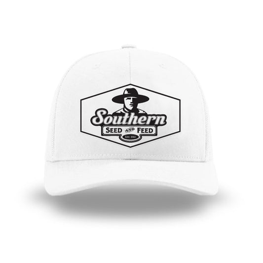 SSF Hat White with Black and Black and White Patch Richardson 112 Trucker