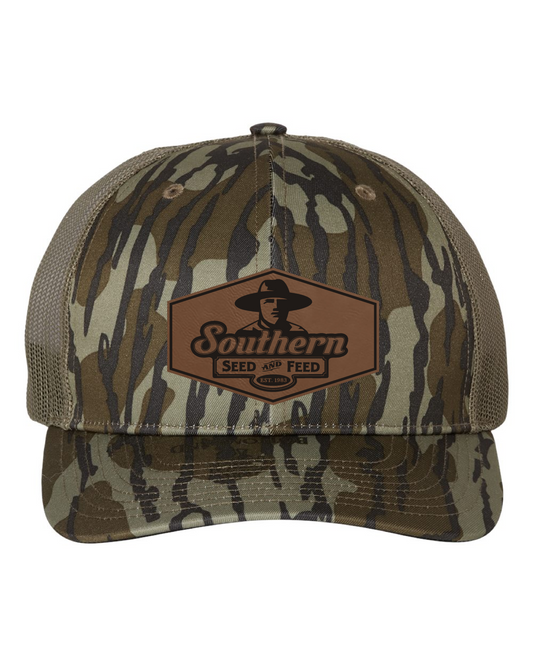 SSF Hat Camo with Gold and Brown Patch Richardson 112 Trucker